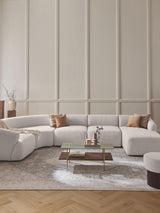 Modern Big Köşe Koltuk Kırık Beyaz Dokuma Kumaş