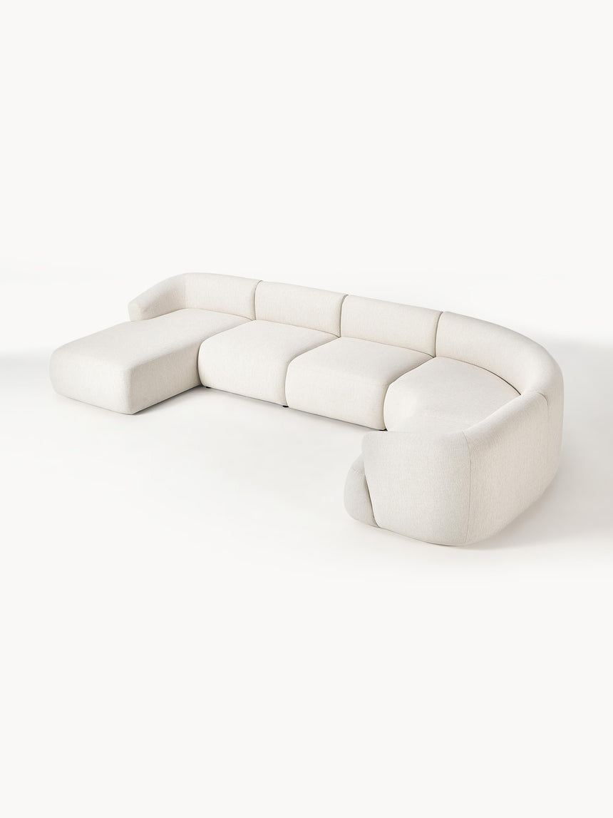 Modern Big Köşe Koltuk Kırık Beyaz Dokuma Kumaş