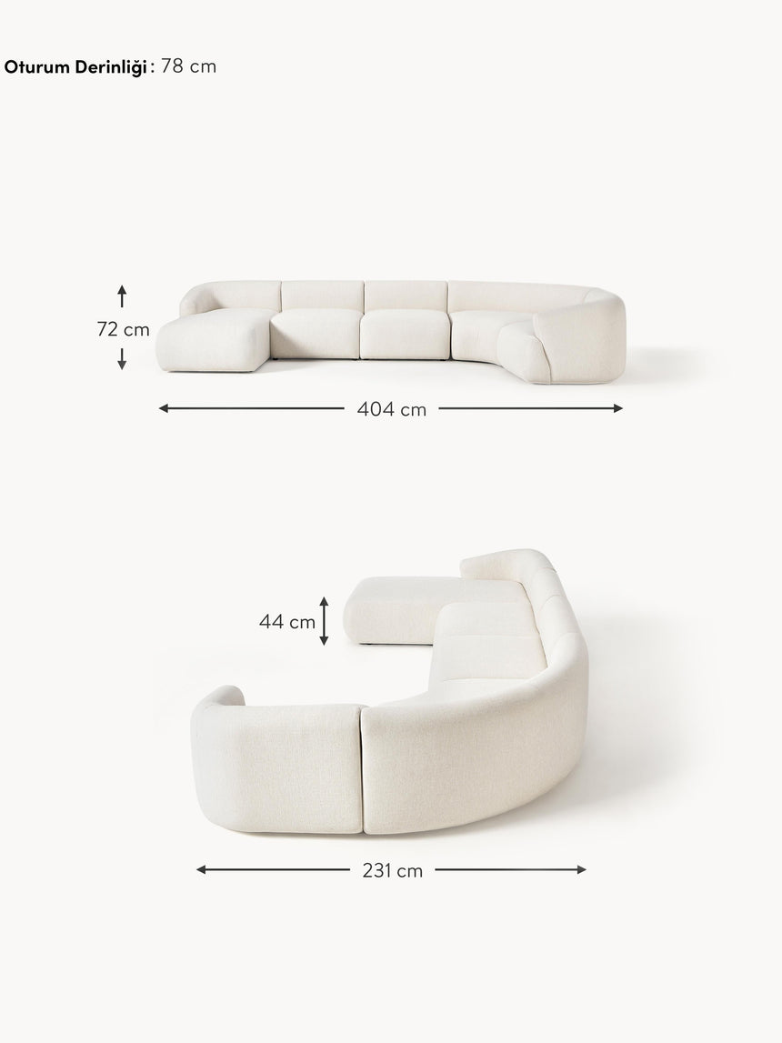 Modern Big Köşe Koltuk Kırık Beyaz Dokuma Kumaş