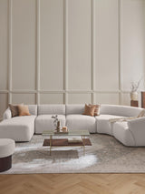 Modern Big Köşe Koltuk Kırık Beyaz Dokuma Kumaş