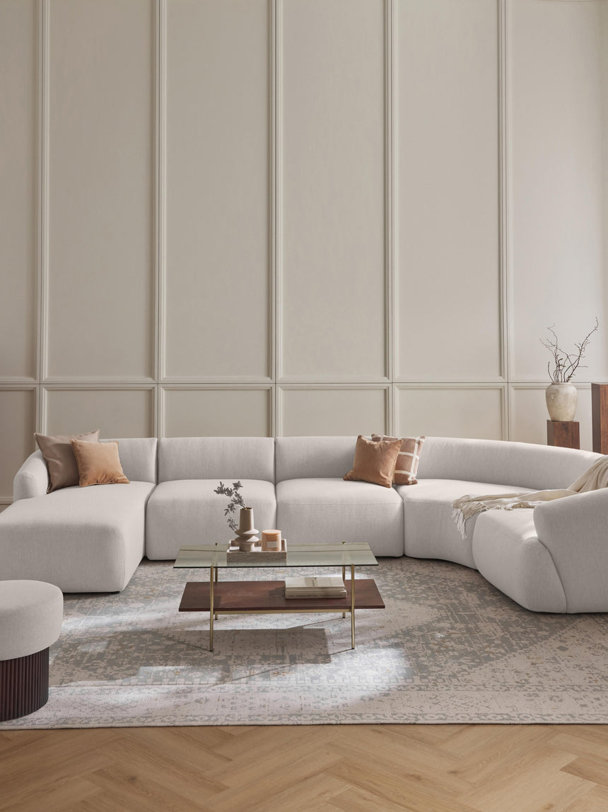 Modern Big Köşe Koltuk Kırık Beyaz Dokuma Kumaş