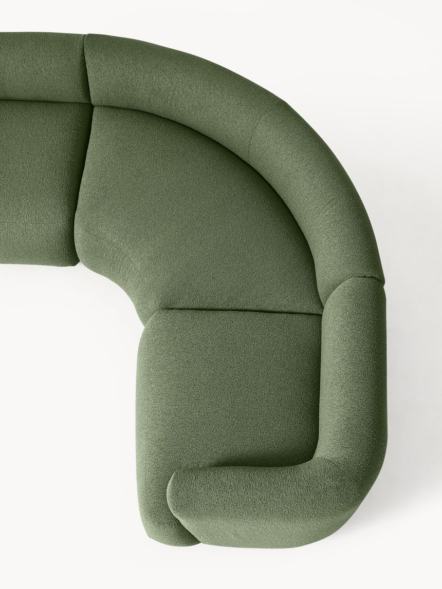 Modern Big Köşe Koltuk Koyu Yeşil Bukle