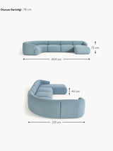 Modern Big Köşe Koltuk Mavi Bukle