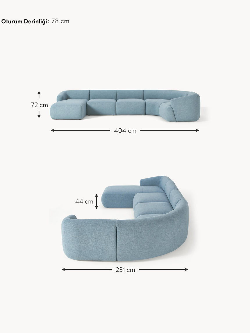 Modern Big Köşe Koltuk Mavi Bukle