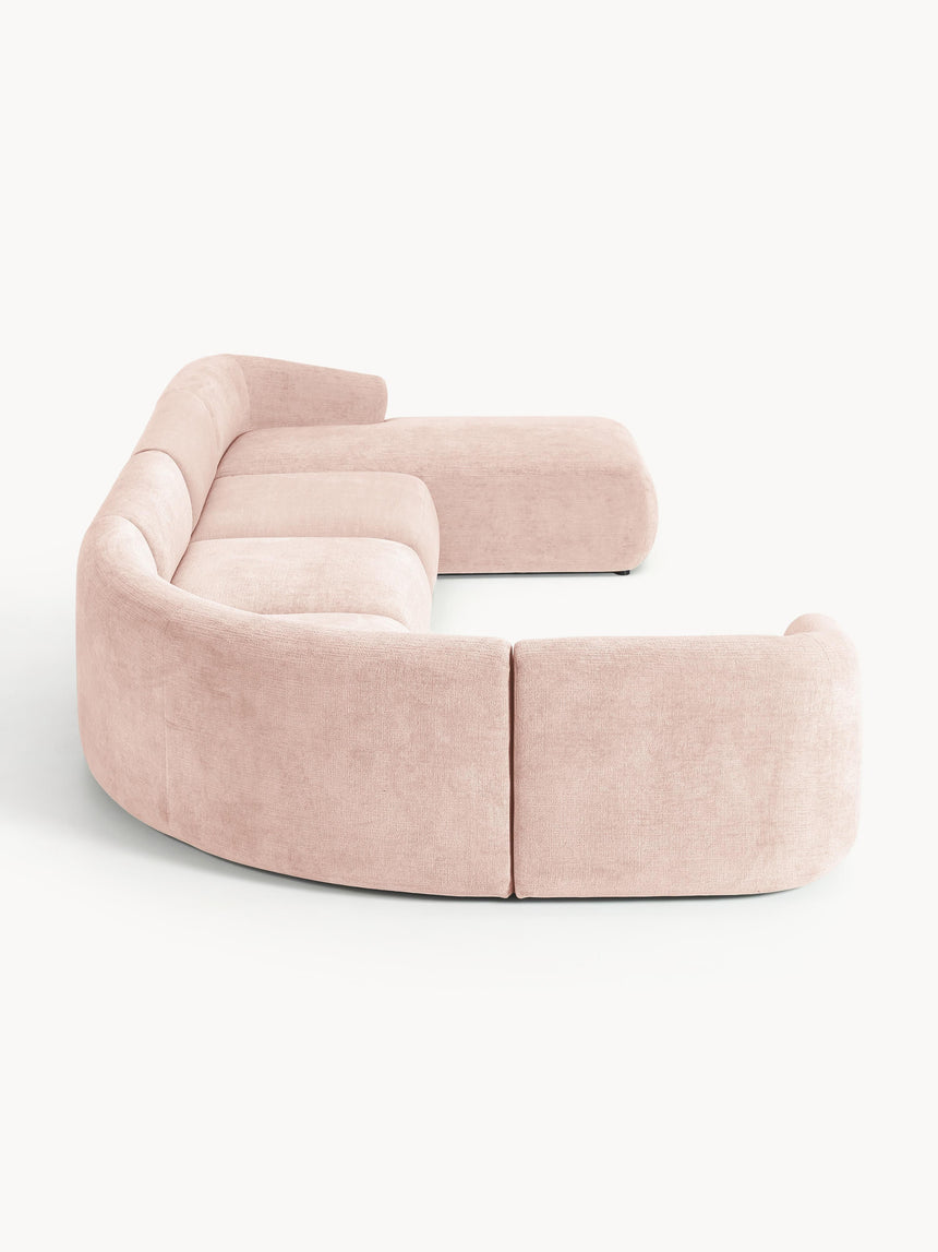 Modern Big Köşe Koltuk Şeftali Dokuma Kadife