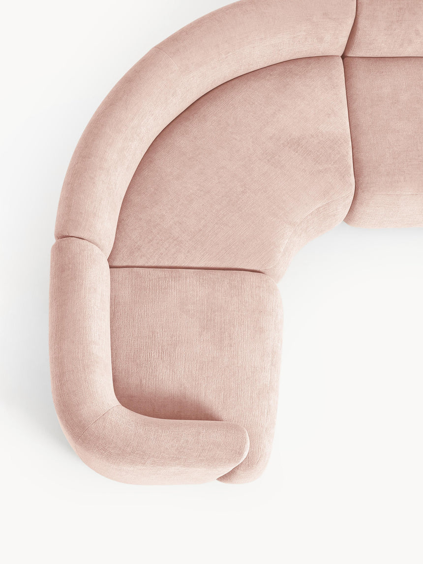 Modern Big Köşe Koltuk Şeftali Dokuma Kadife