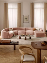 Modern Big Köşe Koltuk Şeftali Dokuma Kadife