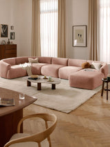 Modern Big Köşe Koltuk Şeftali Dokuma Kadife