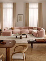 Modern Big Köşe Koltuk Şeftali Dokuma Kadife