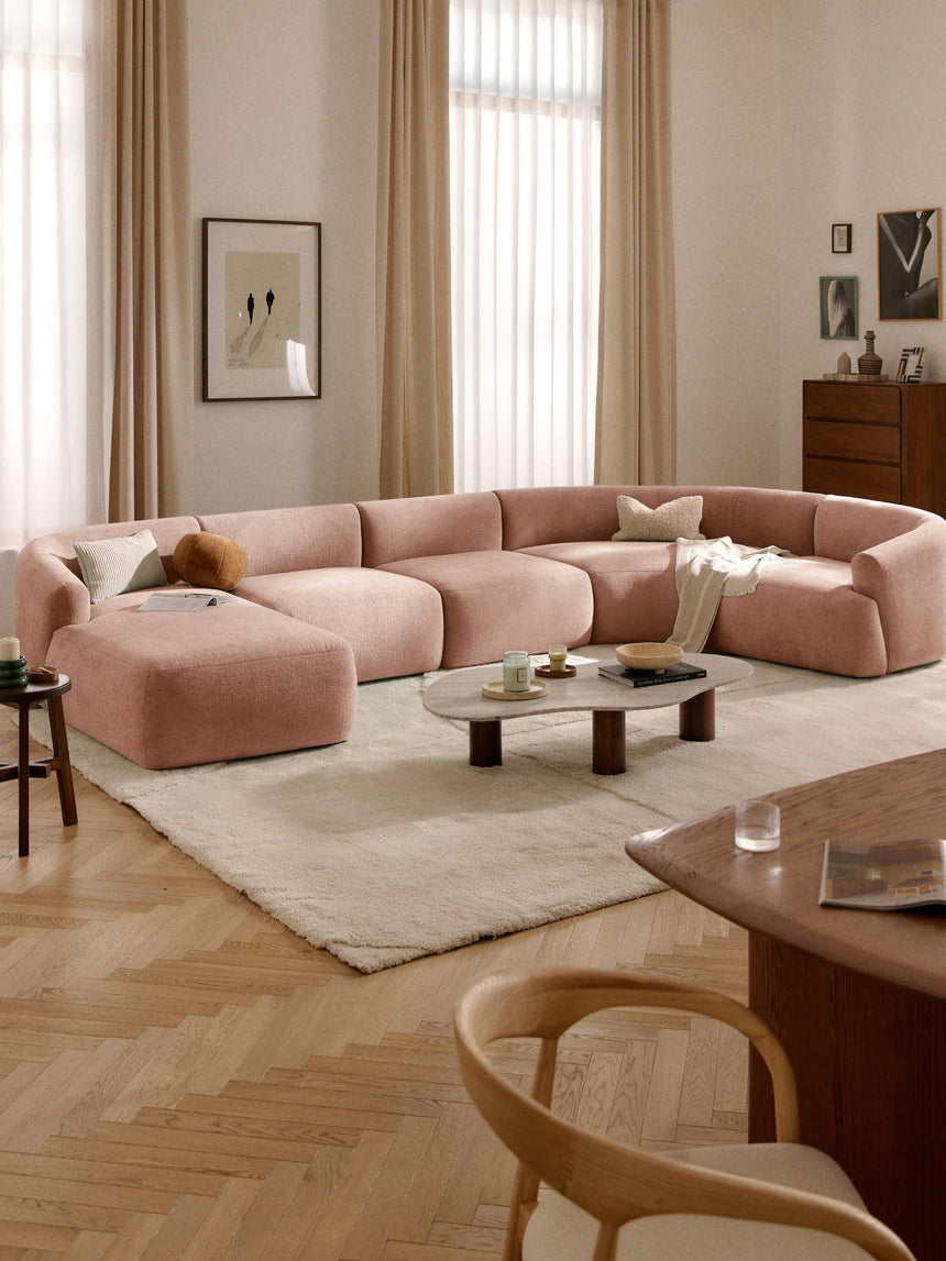 Modern Big Köşe Koltuk Şeftali Dokuma Kadife