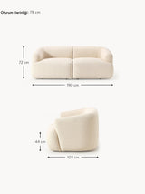 Modern İkili Koltuk Açık Bej Bukle