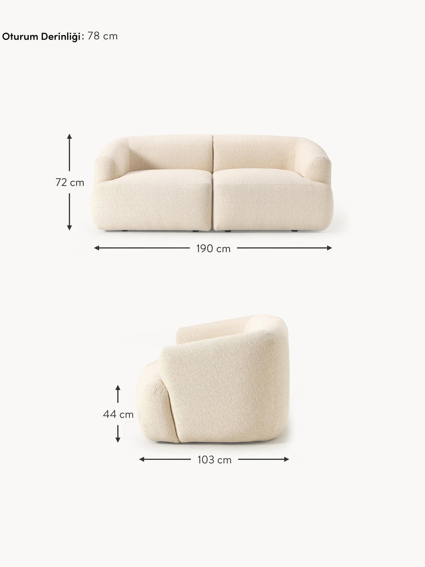 Modern İkili Koltuk Açık Bej Bukle