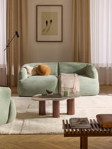 Modern İkili Koltuk Adaçayı Yeşili Dokuma Kadife