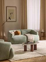 Modern İkili Koltuk Adaçayı Yeşili Dokuma Kadife