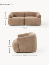 Modern İkili Koltuk Kahve Dokuma Kadife