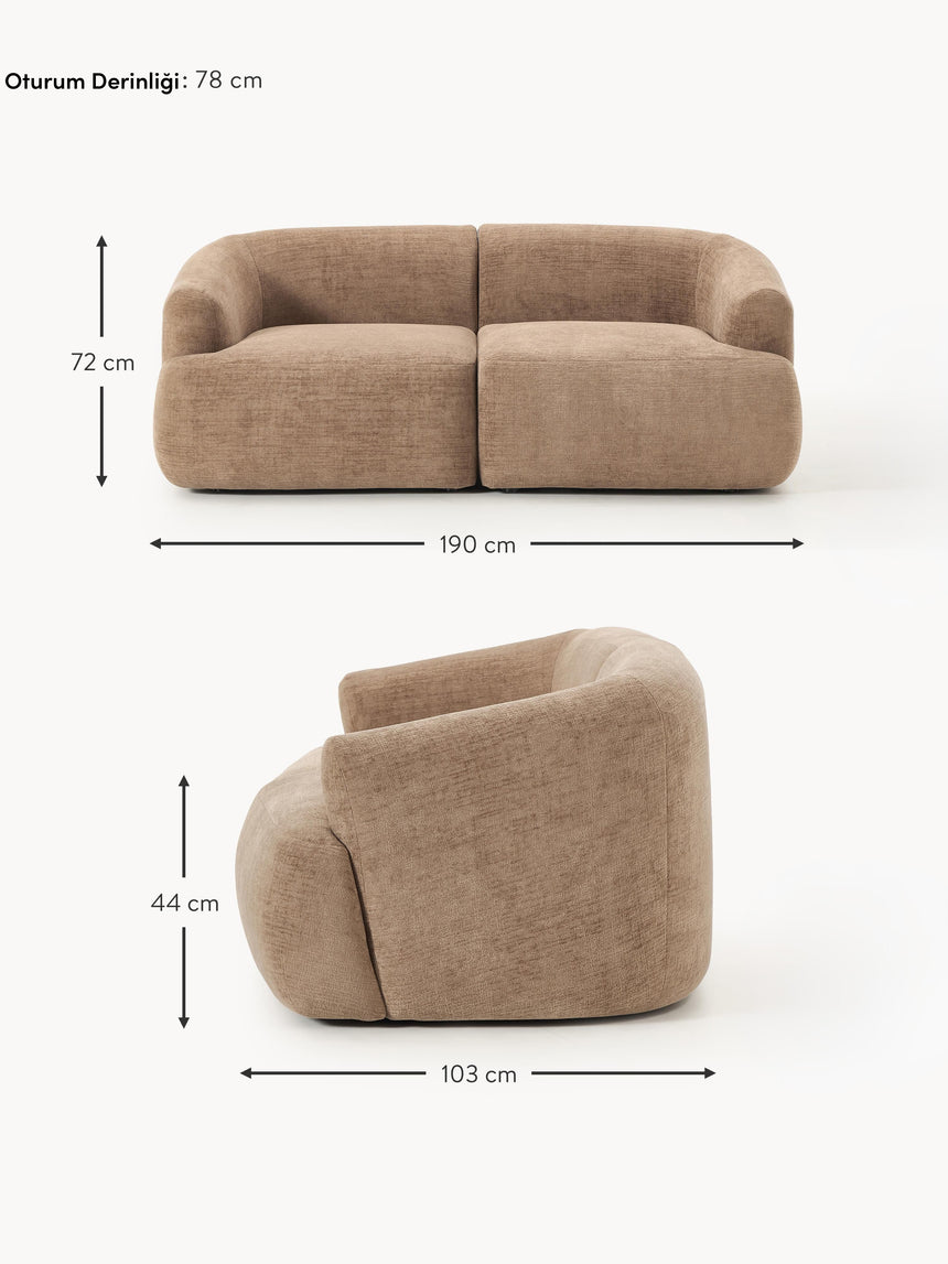 Modern İkili Koltuk Kahve Dokuma Kadife