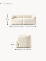 Modern İkili Koltuk Kırık Beyaz Bukle