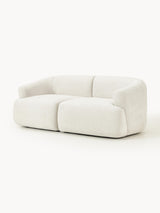 Modern İkili Koltuk Kırık Beyaz Dokuma Kadife