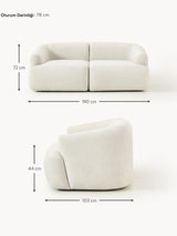 Modern İkili Koltuk Kırık Beyaz Dokuma Kadife