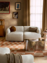 Modern İkili Koltuk Kırık Beyaz Dokuma Kadife