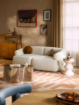 Modern İkili Koltuk Kırık Beyaz Dokuma Kadife