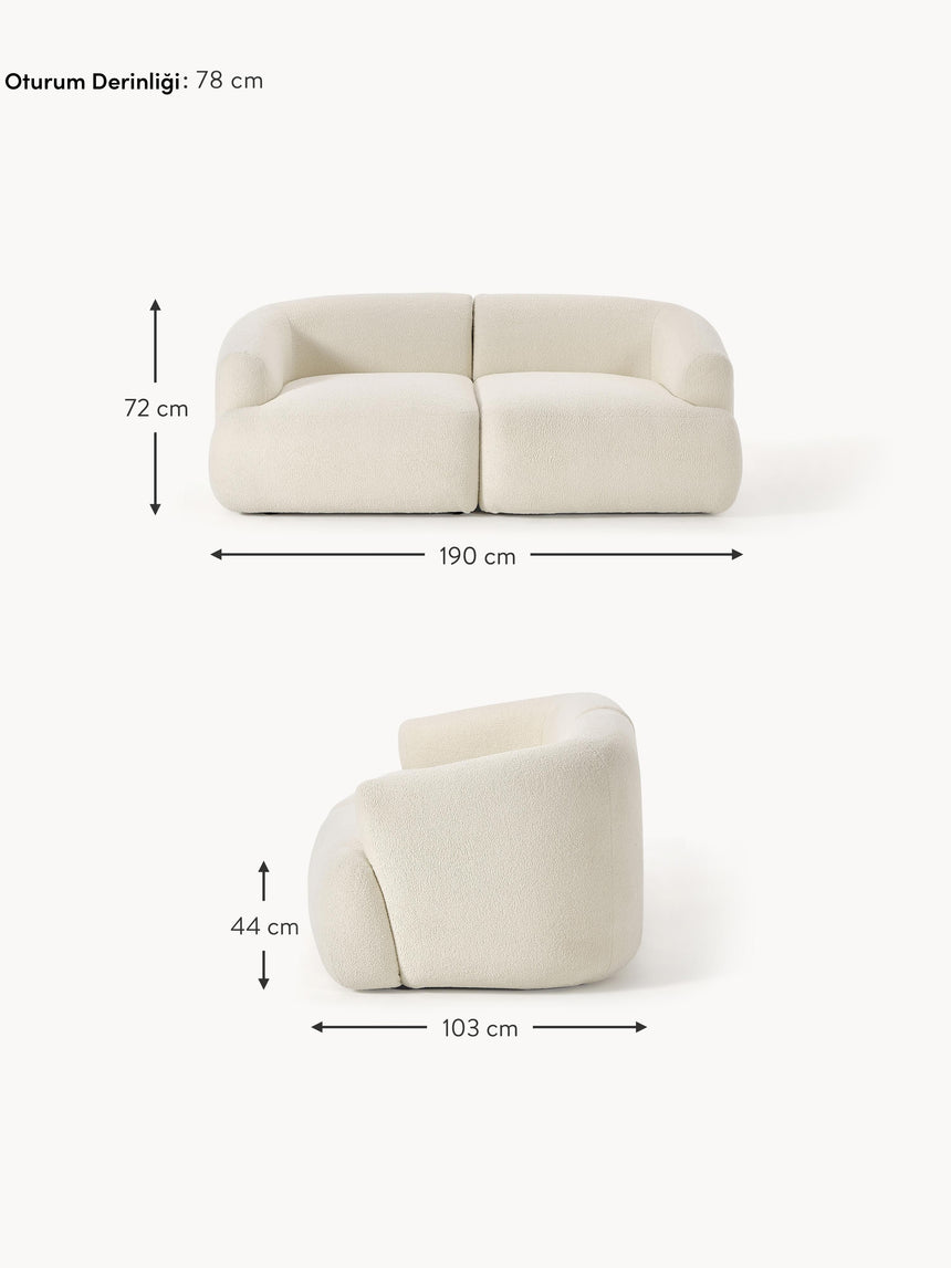 Modern İkili Koltuk Kırık Beyaz Teddy
