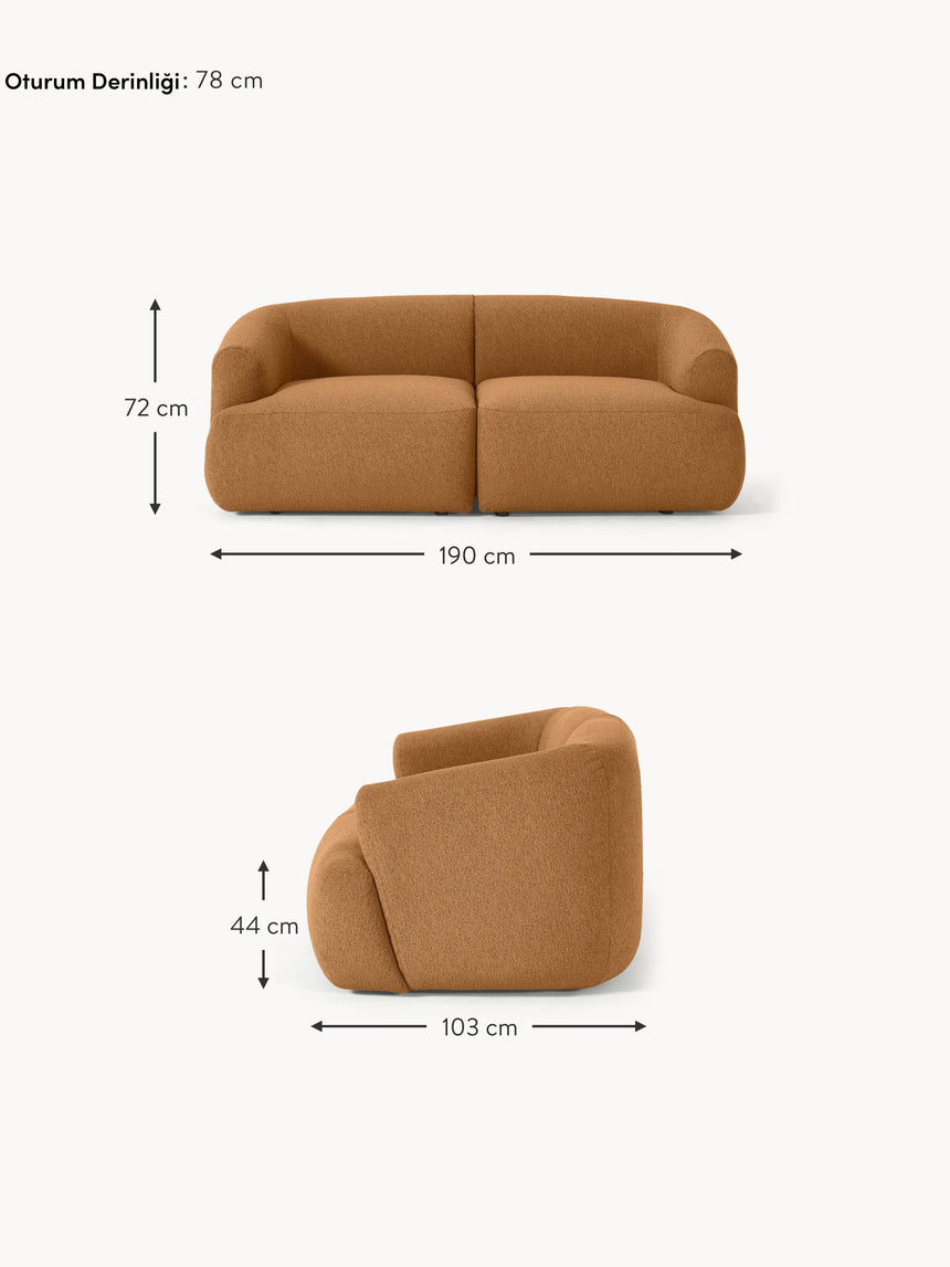 Modern İkili Koltuk Açık Kahve Bukle