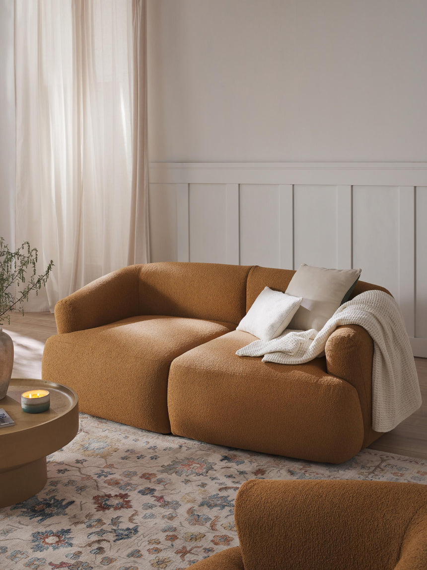 Modern İkili Koltuk Açık Kahve Bukle