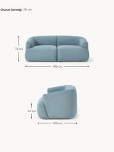 Modern İkili Koltuk Mavi Bukle