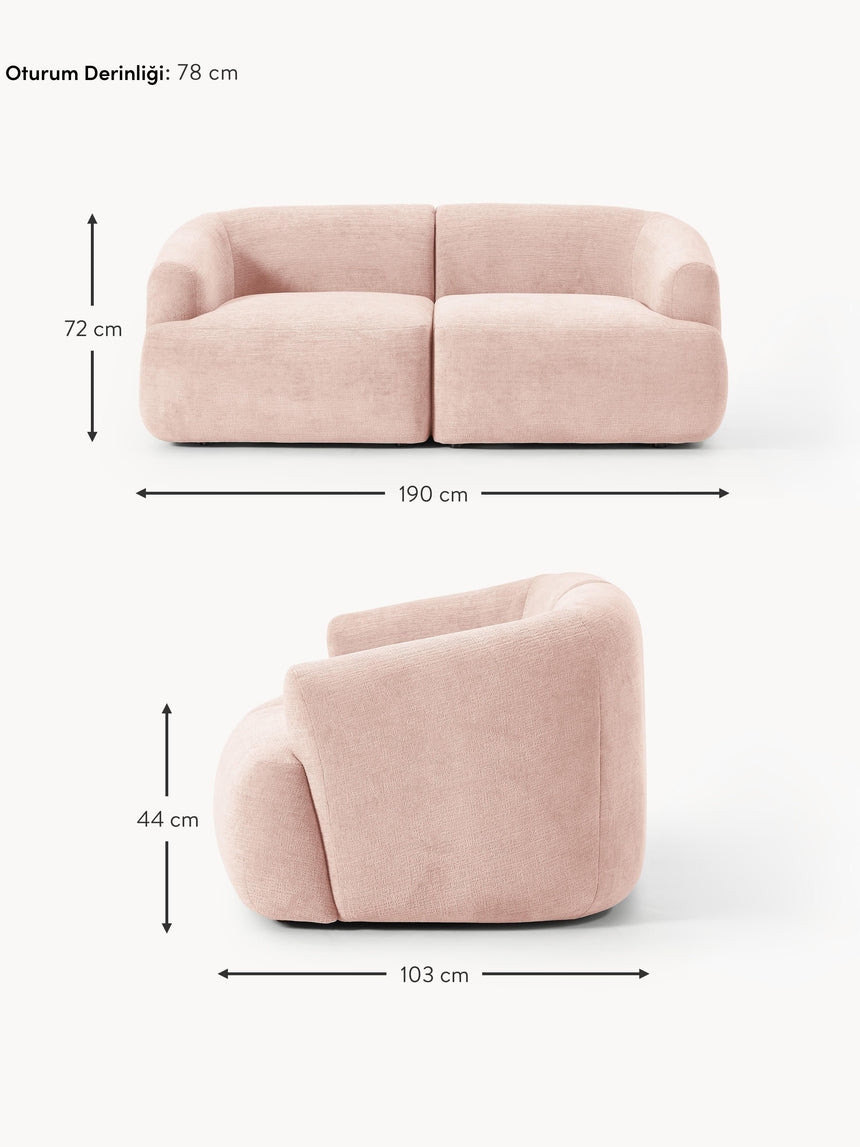 Modern İkili Koltuk Şeftali Dokuma Kadife