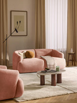 Modern İkili Koltuk Şeftali Dokuma Kadife