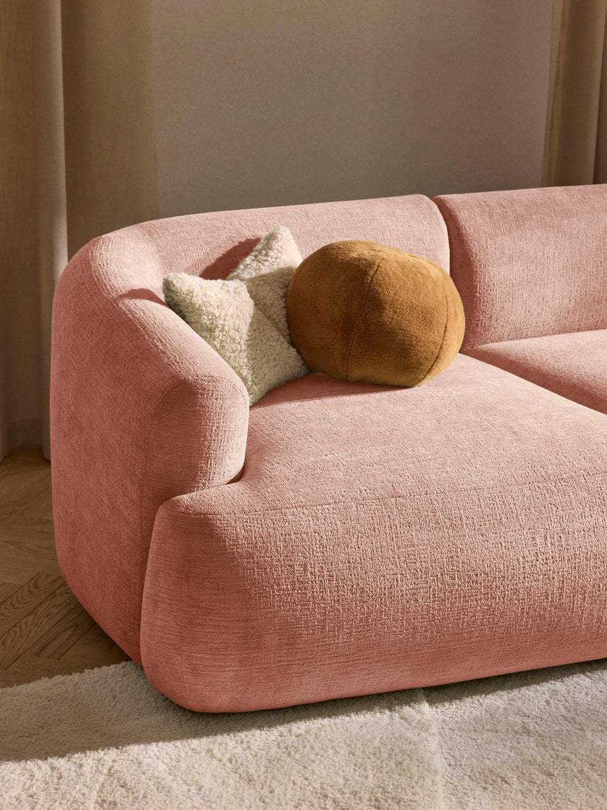 Modern İkili Koltuk Şeftali Dokuma Kadife