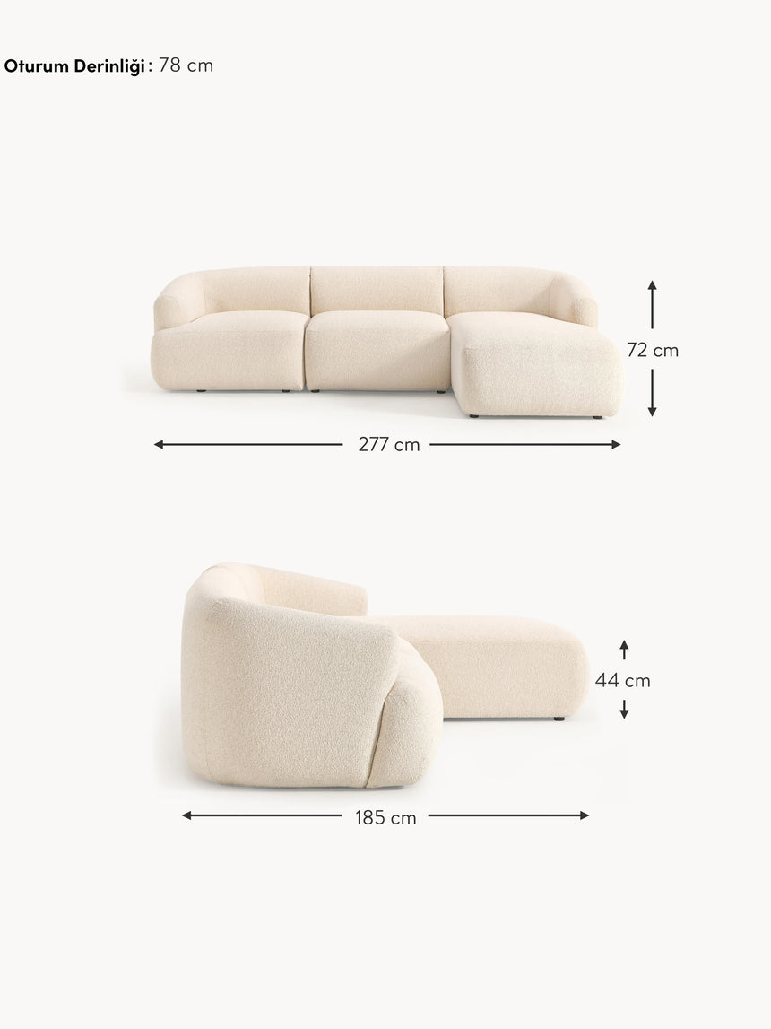 Modern Köşe Koltuk Açık Bej Bukle