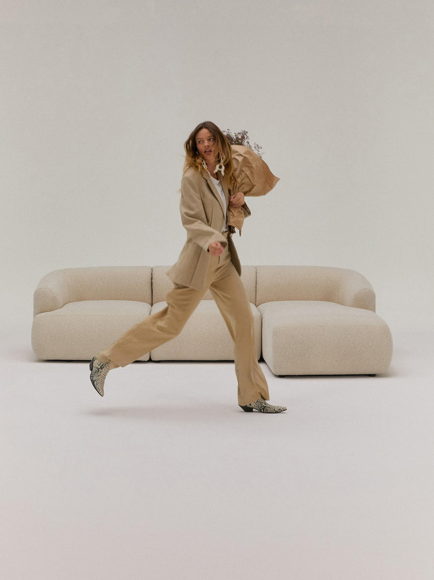 Modern Köşe Koltuk Açık Bej Bukle