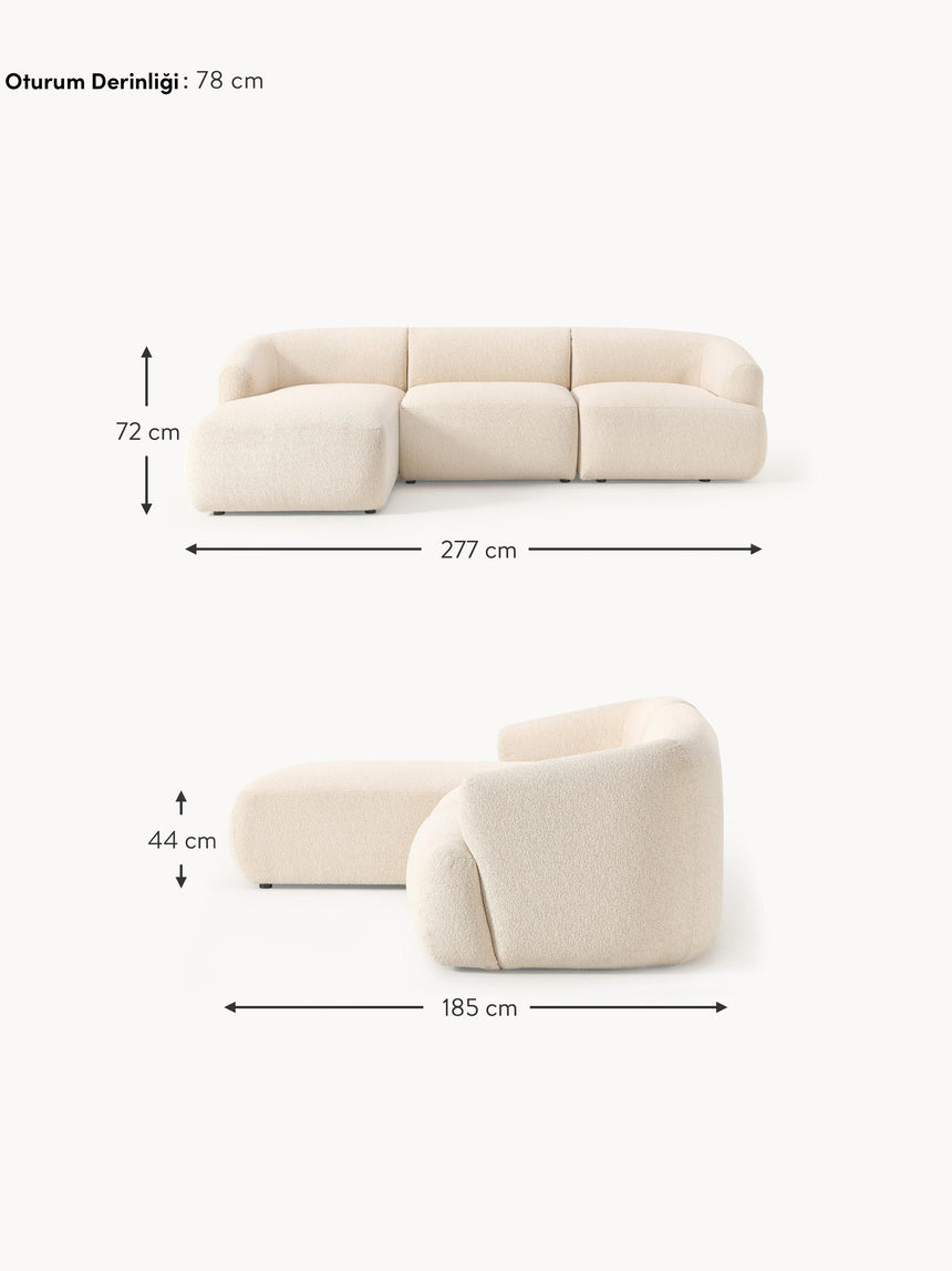 Modern Köşe Koltuk Açık Bej Bukle