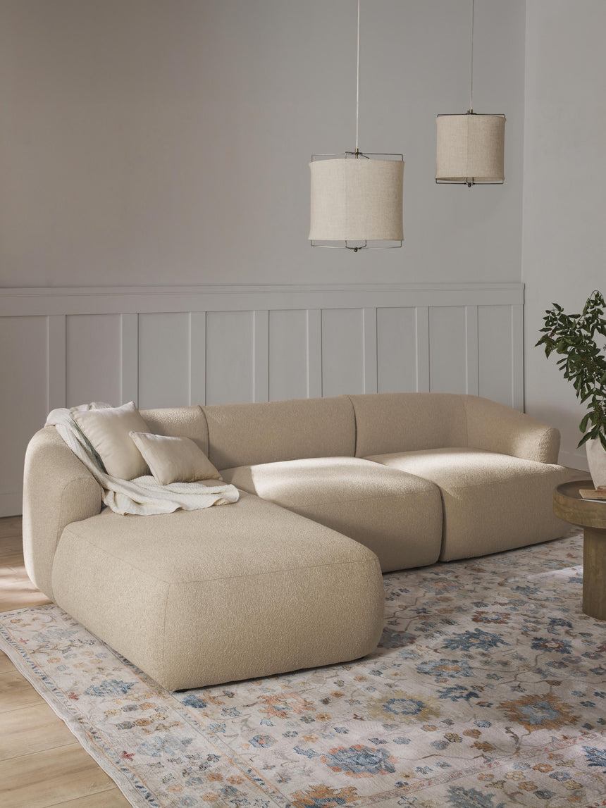 Modern Köşe Koltuk Açık Bej Bukle
