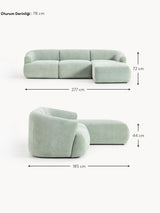 Modern Köşe Koltuk Adaçayı Yeşili Dokuma Kadife