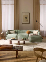 Modern Köşe Koltuk Adaçayı Yeşili Dokuma Kadife