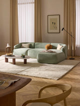 Modern Köşe Koltuk Adaçayı Yeşili Dokuma Kadife