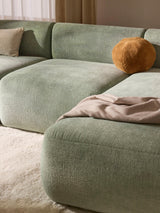 Modern Köşe Koltuk Adaçayı Yeşili Dokuma Kadife