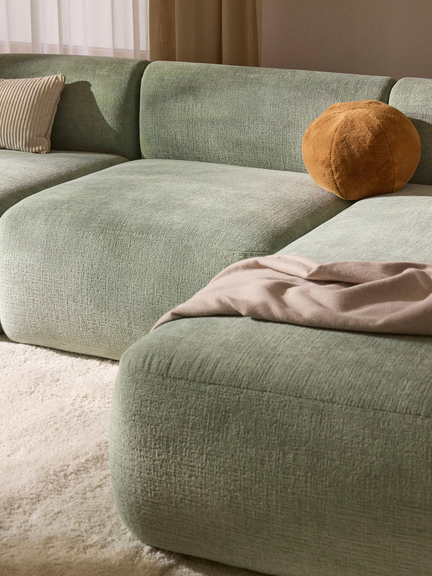 Modern Köşe Koltuk Adaçayı Yeşili Dokuma Kadife