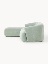 Modern Köşe Koltuk Adaçayı Yeşili Dokuma Kadife