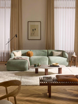 Modern Köşe Koltuk Adaçayı Yeşili Dokuma Kadife