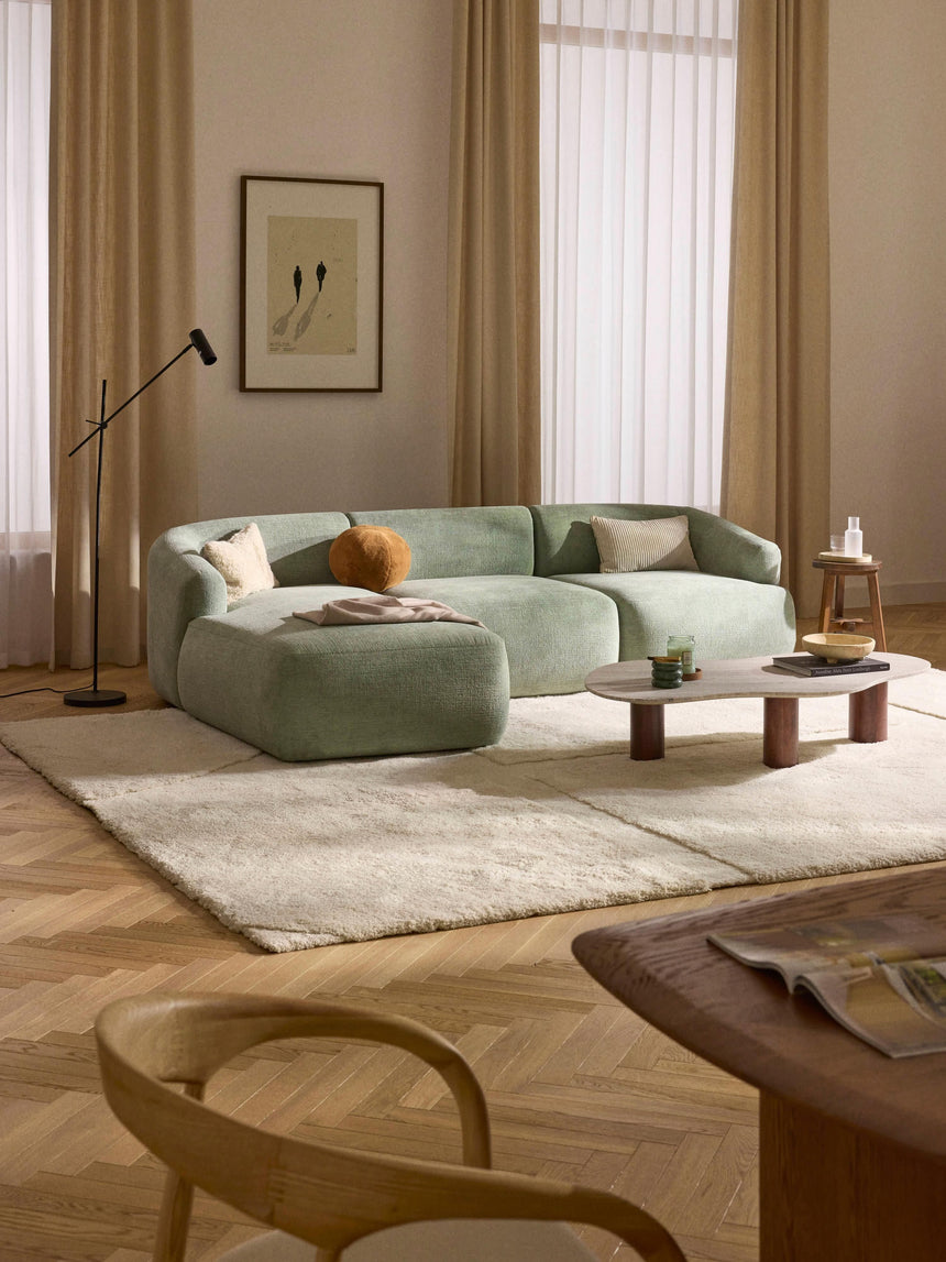 Modern Köşe Koltuk Adaçayı Yeşili Dokuma Kadife