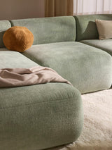 Modern Köşe Koltuk Adaçayı Yeşili Dokuma Kadife