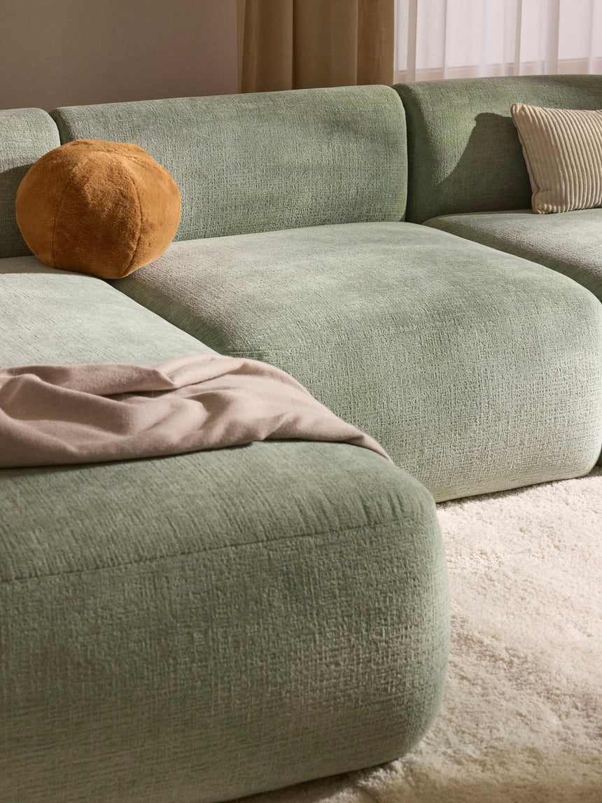 Modern Köşe Koltuk Adaçayı Yeşili Dokuma Kadife