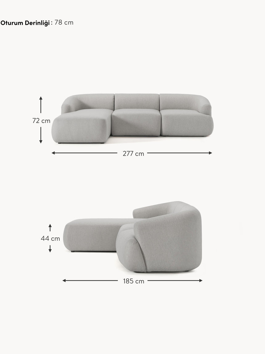 Modern Köşe Koltuk Gri Dokuma Kumaş