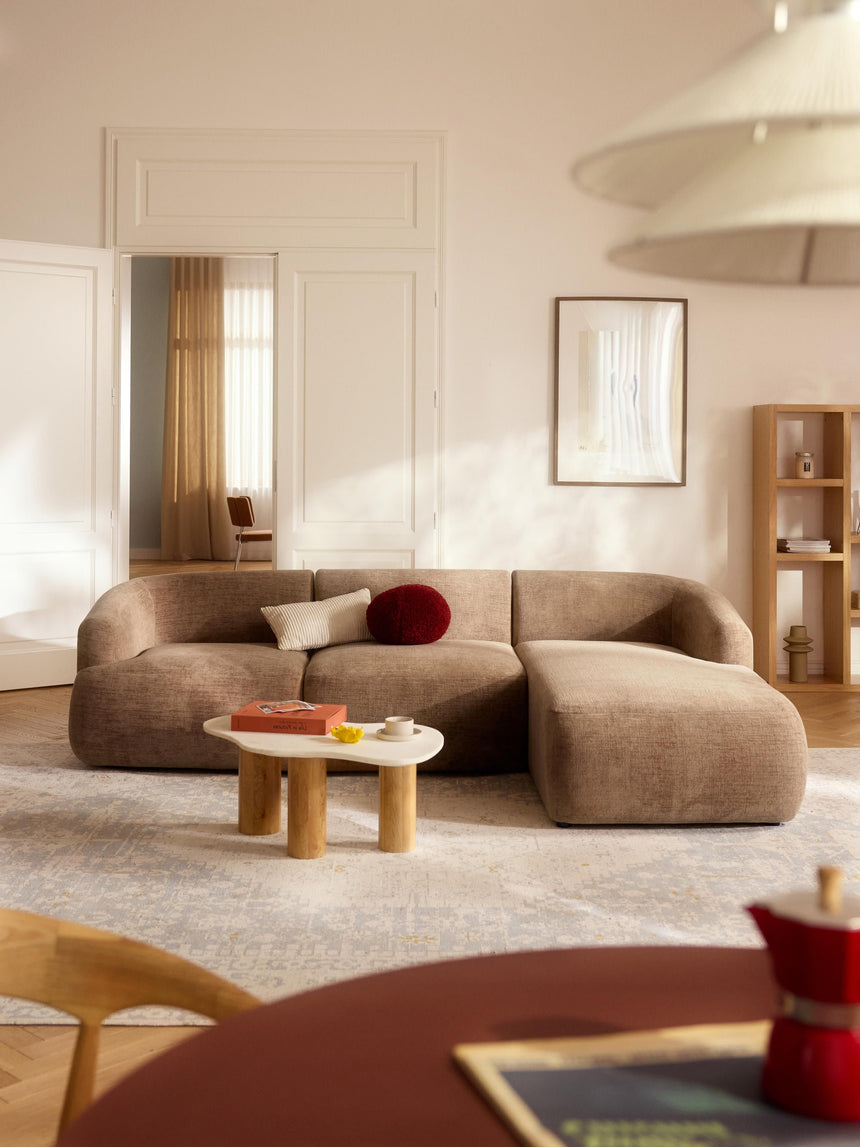 Modern Köşe Koltuk Kahve Dokuma Kadife