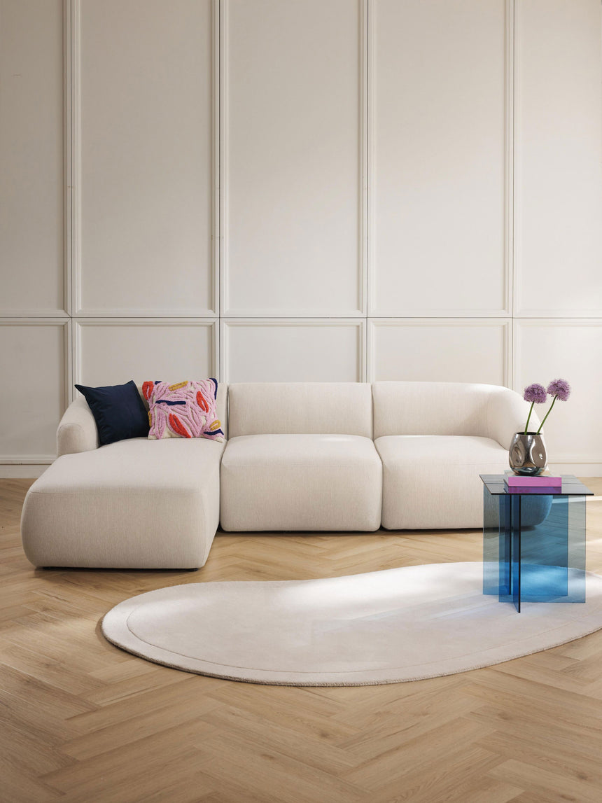 Modern Köşe Koltuk Kırık Beyaz Dokuma Kumaş