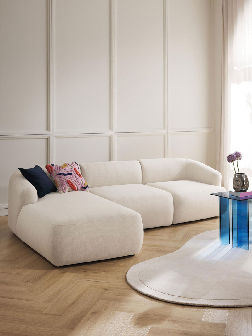 Modern Köşe Koltuk Kırık Beyaz Dokuma Kumaş